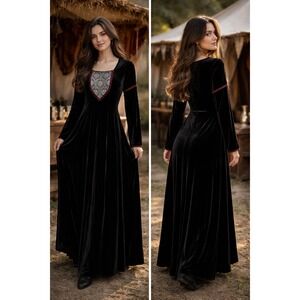 Vintage Hot Topic Cykxtees Renfair Gothic Renaissance Medieval Vamp Velvet Dress